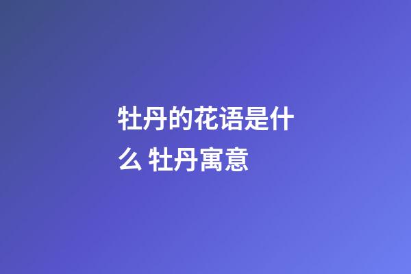 牡丹的花语是什么 牡丹寓意